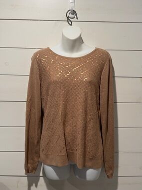 Liz Claiborne Sequin Accent Knit Sweater - Camel